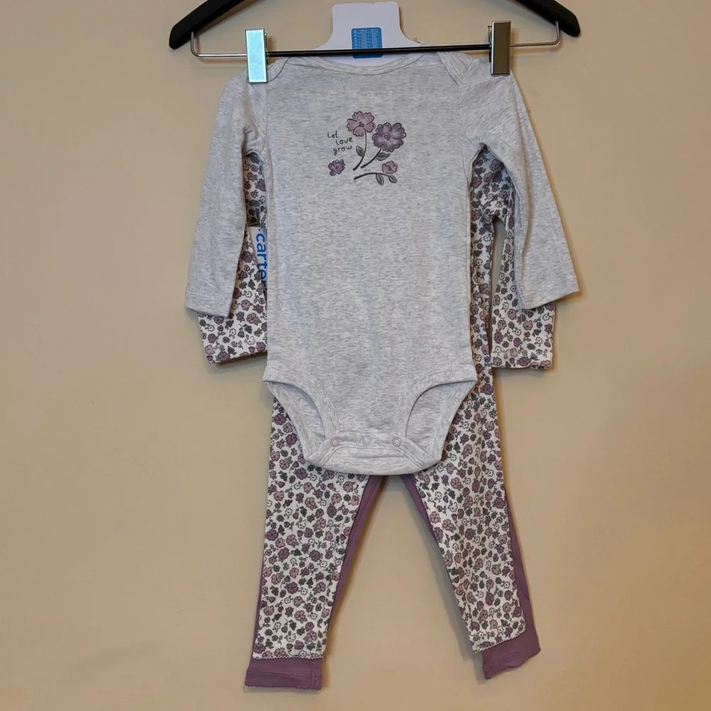 NWT Carter's Baby 4-piece Layette Set in Purple (Ditsy) Size 18M /‎ 12M